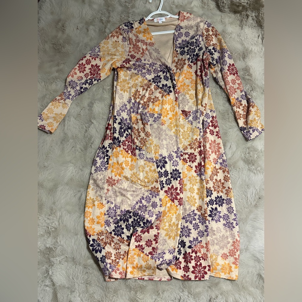 Lularoe Sarah Duster- Boho Floral Patchwork - Multicolor